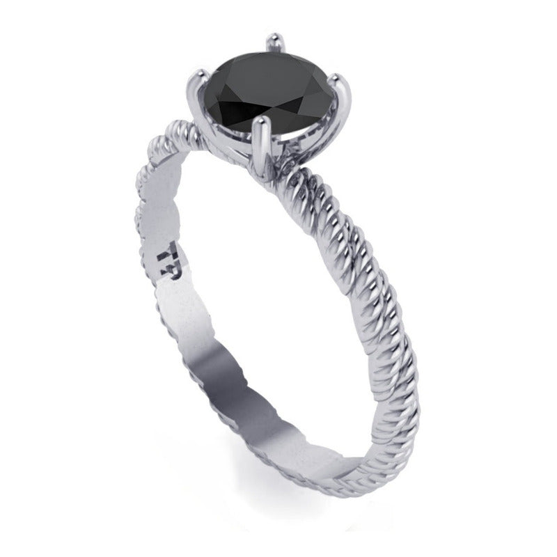 Anel Solitário Black Onix De Pura Prata 925 Torcido - Exclusivo- Compre Joias Direto Da Fábrica E Economize Dinheiro