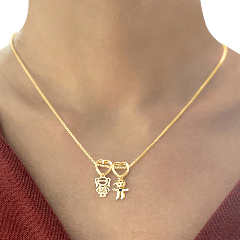 Colar Canga 1 Menino E 1 Menina - Prata 925 Dourada Ouro 18k