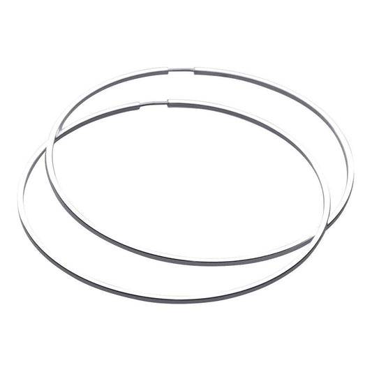 Argola Brinco Grande Pura Prata 925 - 6cm - Tubo Quadrado