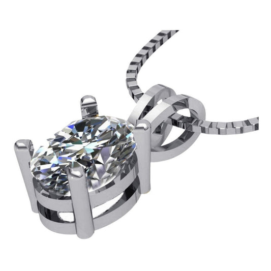 Colar Zircônia Prata 925 Oval 8x6mm- Corrente Veneziana