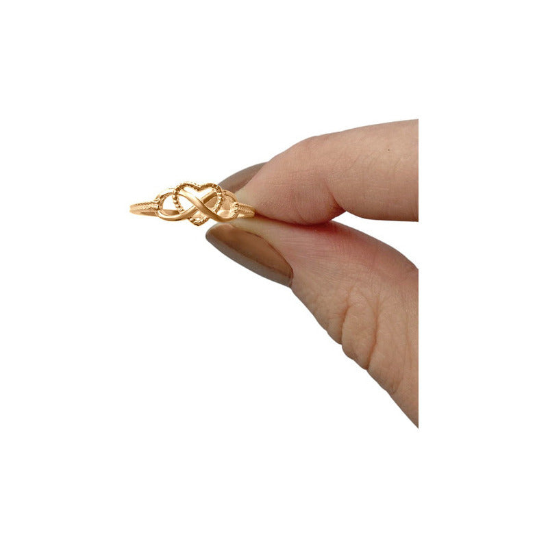 Kit Anel E Argola Infinito Amor Pura Prata 925 Dourada 18k