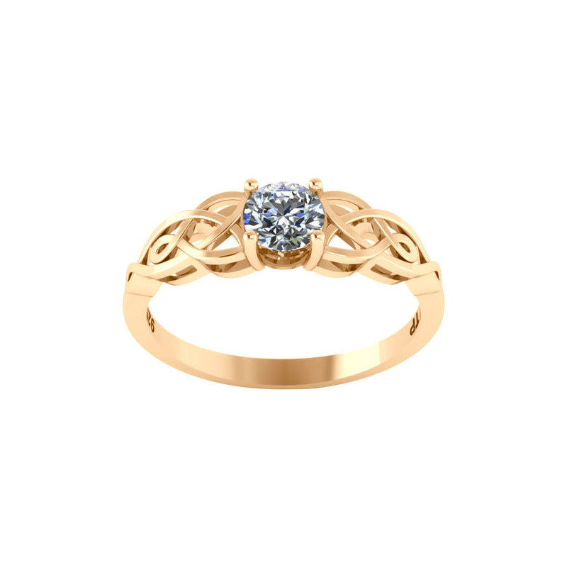 Anel Solitário Celta Knot Prata 925 Dourada 18k - Zircônia