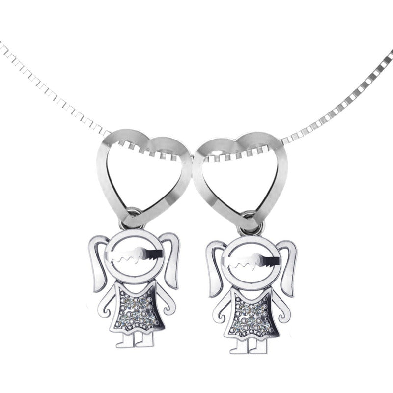 Colar Pura Prata 925 Canga 2 Meninas - Exclusivo