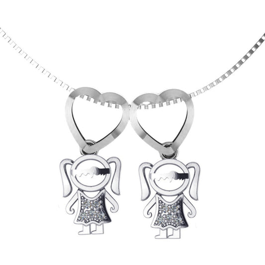 Colar Pura Prata 925 Canga 2 Meninas - Exclusivo