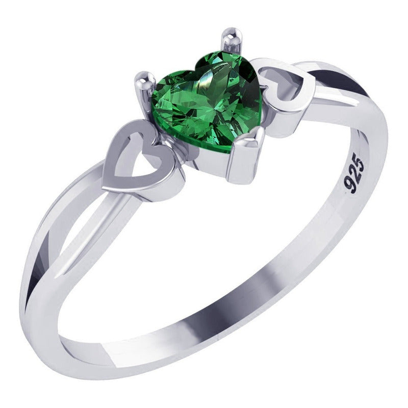 Pure 925 Silver Ring Eternal Emerald Heart - Exclusive