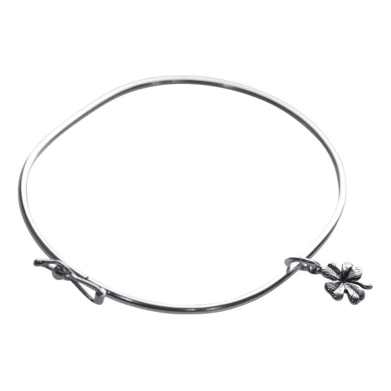Pulseira Bracelete Rígido Prata 925 - Trevo Da Sorte
