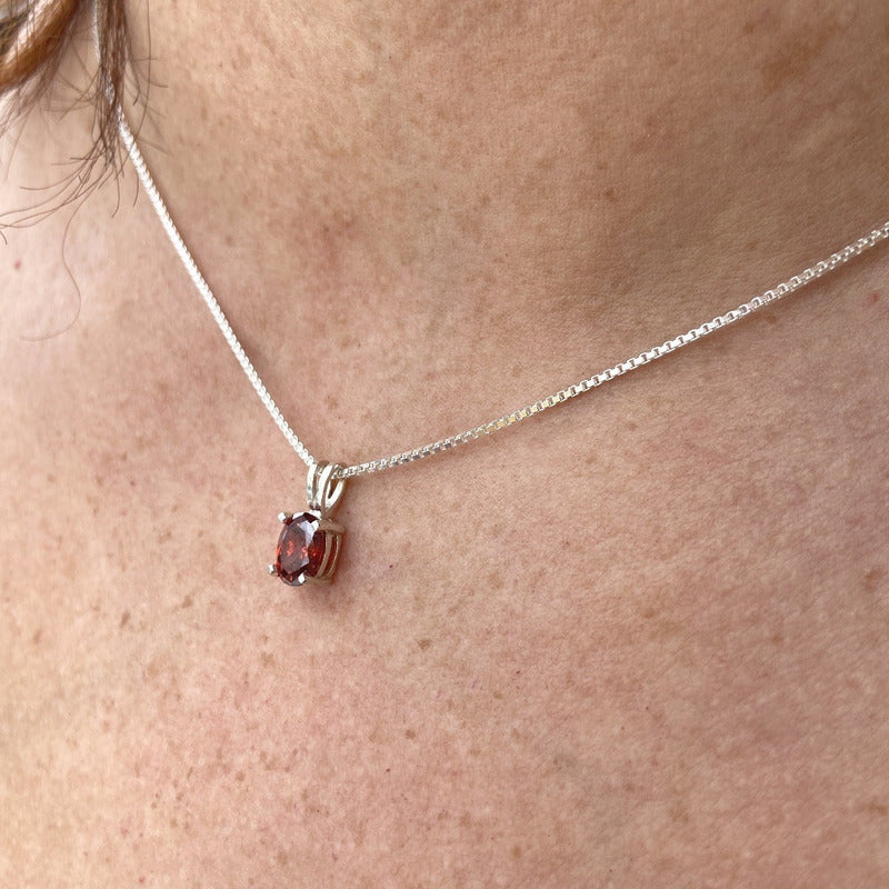 Colar Granada Prata 925 Oval 8x6mm- Corrente Veneziana