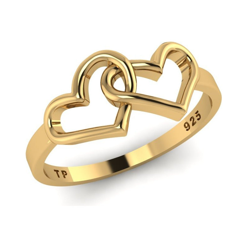 Anel Eterno Amor Em Pura Prata 925 Dourada 18k - Exclusivo