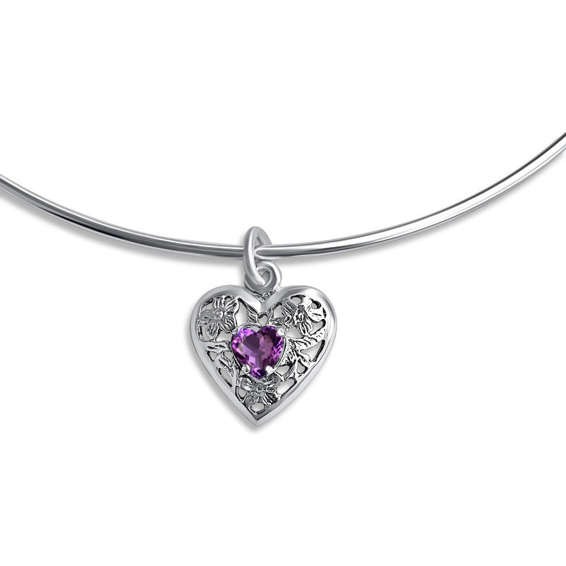 Colar Choker Filigrana Coração Prata 925 Ametista Exclusivo
