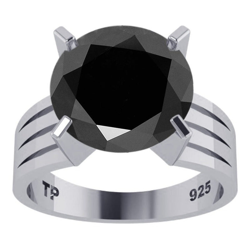 Anel Solitário Black Onix Grande Pura Prata 925 - Exclusivo