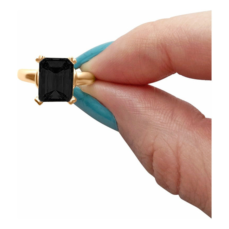 Kit Anel E Brinco Vintage Prata 925 Dourada 18k - Black Ônix