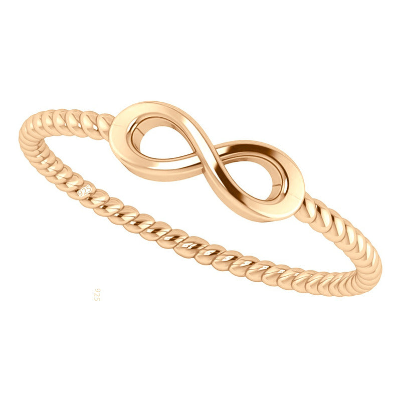 Anel Infinito Prata 925 Dourada Ouro 18k - Certificado