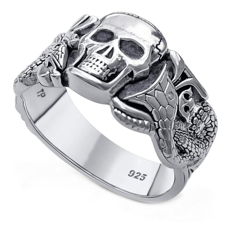 Anel Pura Prata 925 Masculino Caveira - Tamanhos Exclusivos