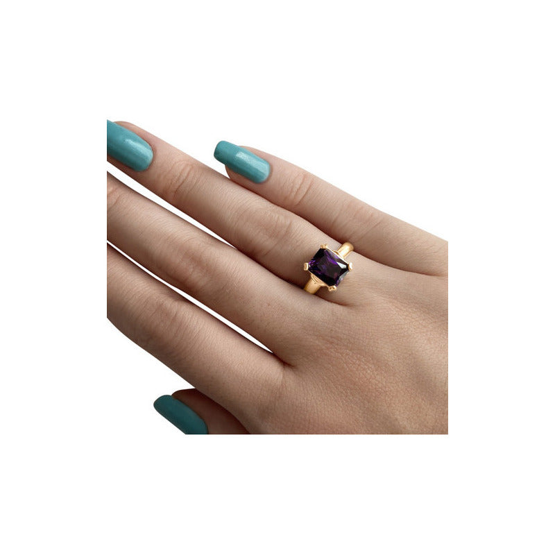 Kit Anel E Colar Vintage Prata 925 Dourada 18k - Ametista