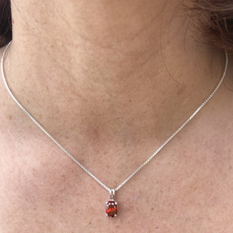 Colar Granada Prata 925 Oval 8x6mm- Corrente Veneziana