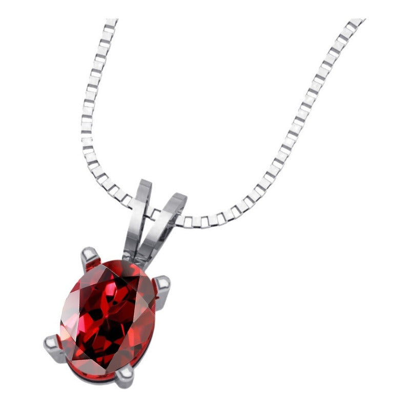 Colar Granada Prata 925 Oval 8x6mm- Corrente Veneziana