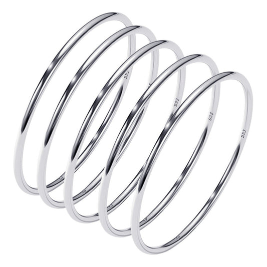 5 Anéis Fio Redondo Prata 925 Aliancinhas - Melhor Valor