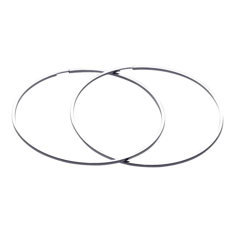 Argola Brinco Grande Pura Prata 925 - 6cm - Tubo Quadrado