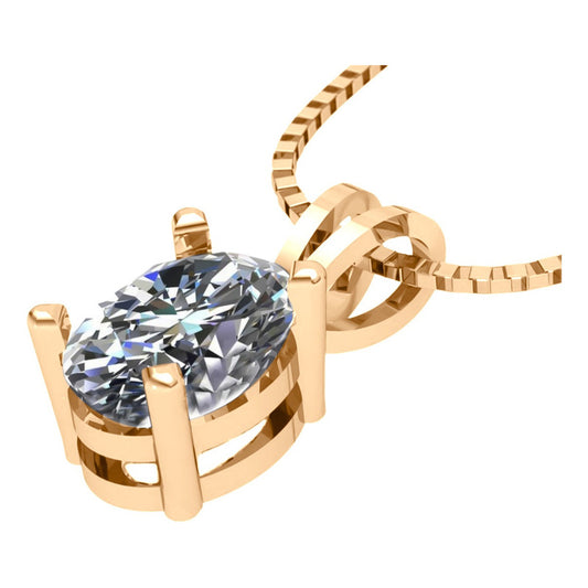 Colar Pingente Oval Prata 925 Dourada 18k - Zircônia