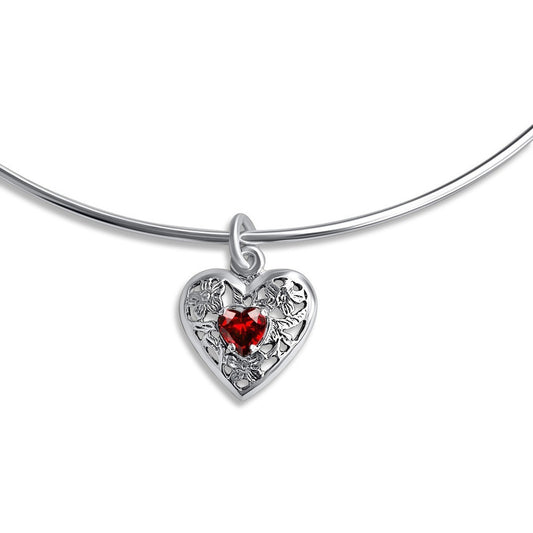 Colar Choker Filigrana Coração Prata 925 Granada Exclusivo