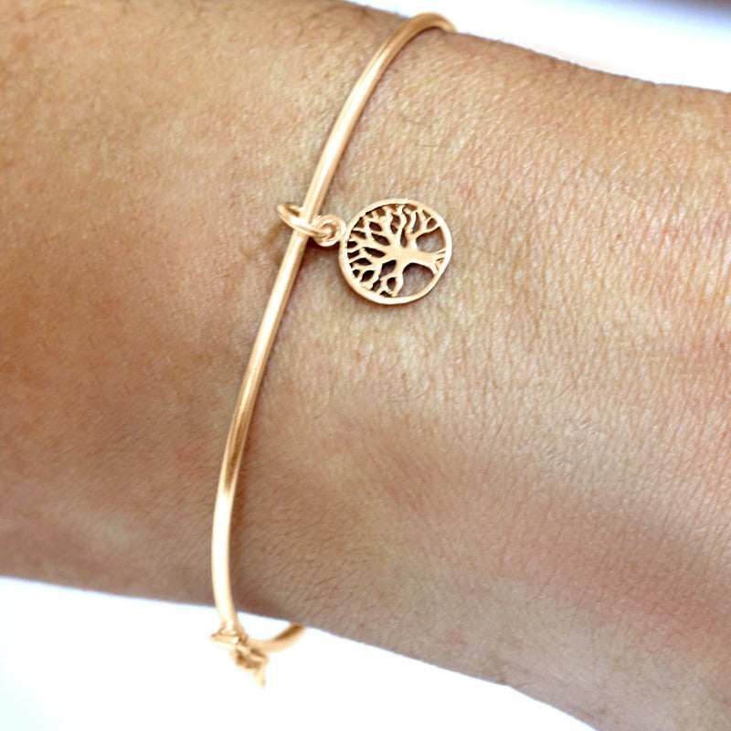 Kit Anel E Bracelete Prata 925 Dourada 18k- Arvore Da Vida