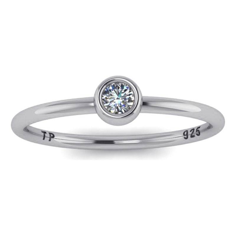 Anel De Prata 925 Solitário Zirconia Redonda - Exclusivo - Compre Joias Direto Da Fábrica E Economize Dinheiro