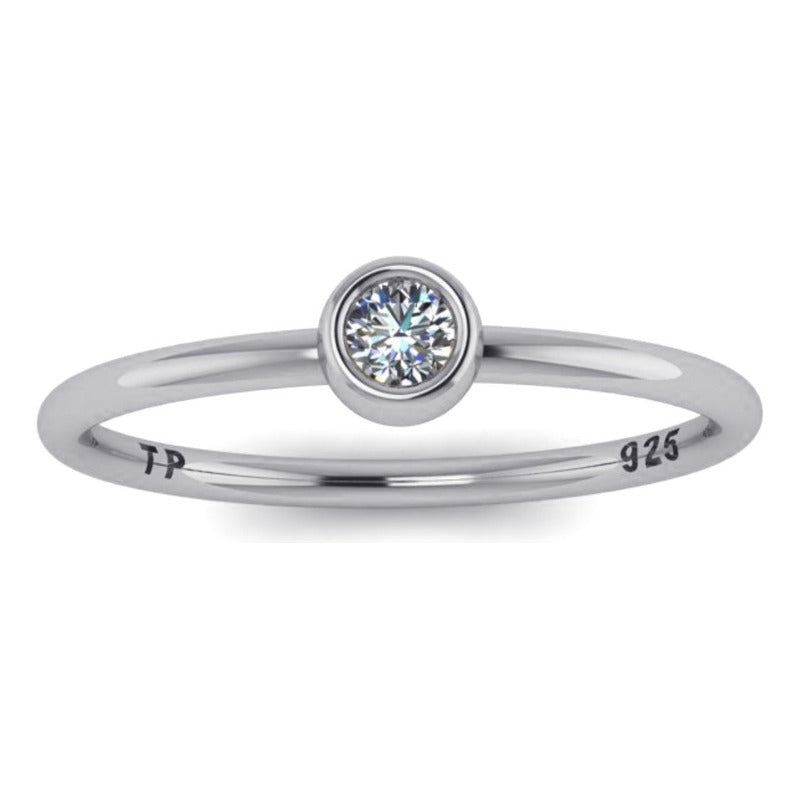 Anel De Prata 925 Solitário Zirconia Redonda - Exclusivo - Compre Joias Direto Da Fábrica E Economize Dinheiro