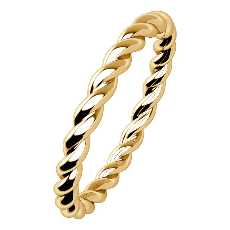 Anel Torcido Prata 925 Dourada 18k - Certificado De Garantia