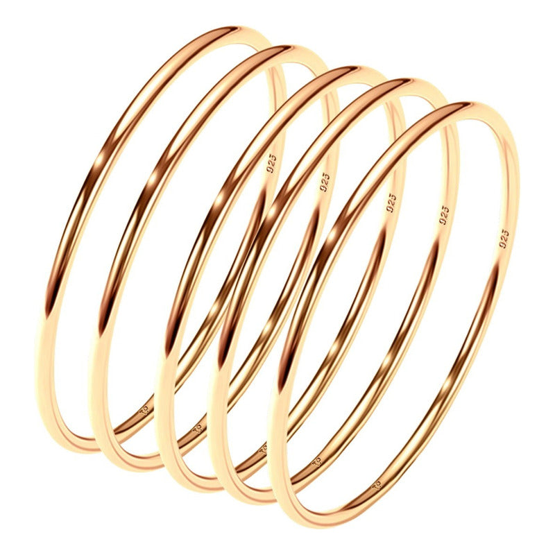 5 Aneis Fio Redondo Aliancinha Prata 925 Dourada Ouro 18k