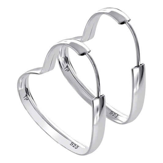 Brinco Argola Grossa Prata 925 Coração - 25mm