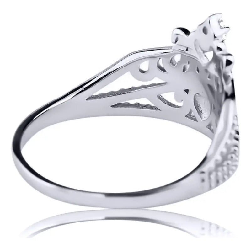 Anel Tiara Princesa Prata 925 Coração Roxo - Exclusivo