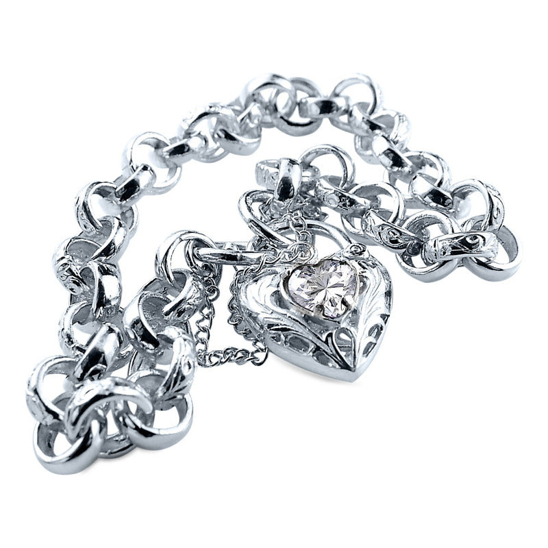Pulseira Prata 925 Elo Portugues Pedras - Modelo Exclusivo