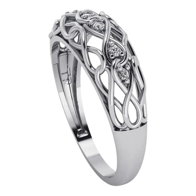 Anel Zircônias Infinito Pura Prata 925 - Feminino