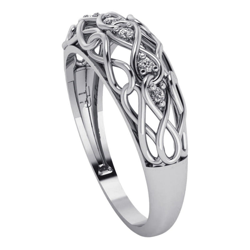 Anel Zircônias Infinito Pura Prata 925 - Feminino