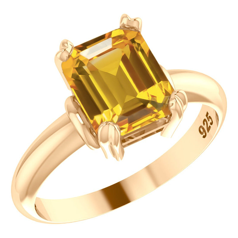 Kit Anel E Colar Vintage Prata 925 Dourada 18k - Citrino