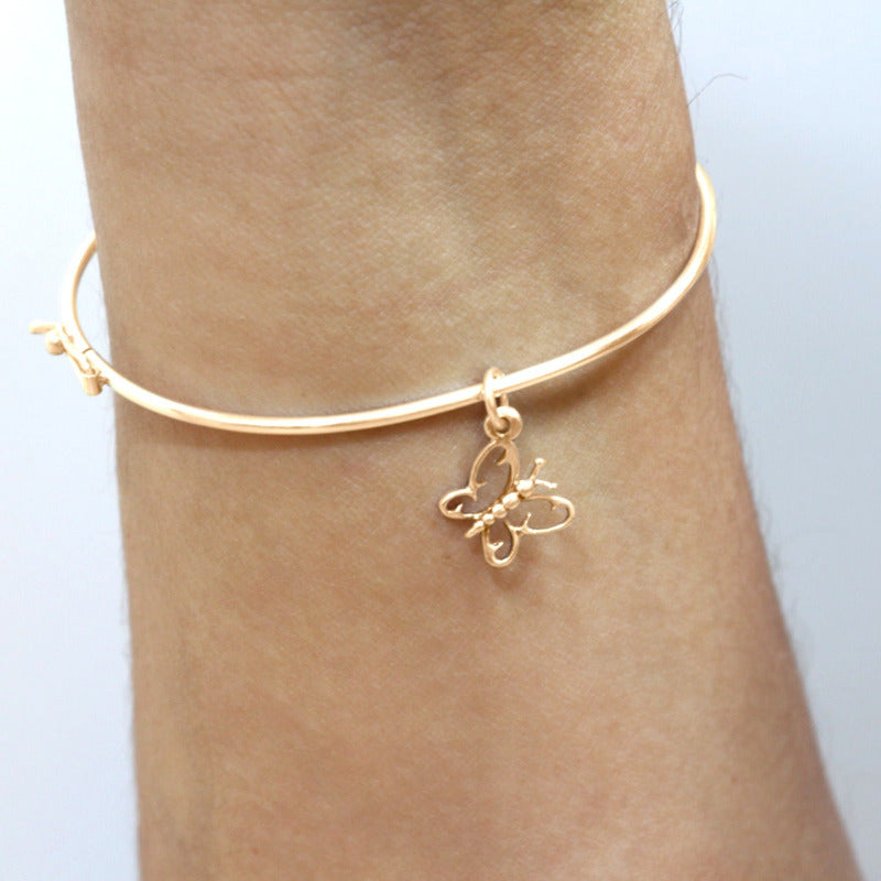 Pulseira Bracelete Rígido Prata 925 Dourada 18k - Borboleta