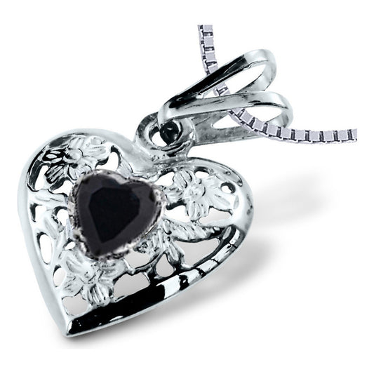 Colar Filigrana Coração Prata 925 Onix - Exclusivo
