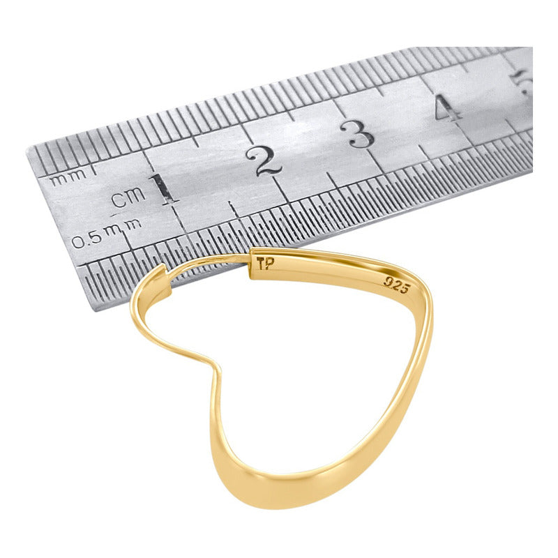 Brinco Argola Grossa Prata 925 Dourada 18k Coração - 25mm