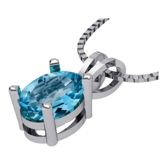 Colar Topázio Azul Prata 925 Oval 8x6mm- Corrente Veneziana
