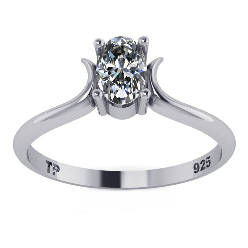 Anel Roma Solitário De Pura Prata 925 Zirconia - Exclusivo