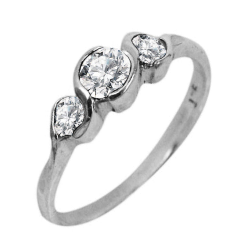 Anel De Prata 925 Com 3 Zirconias - Exclusivo
