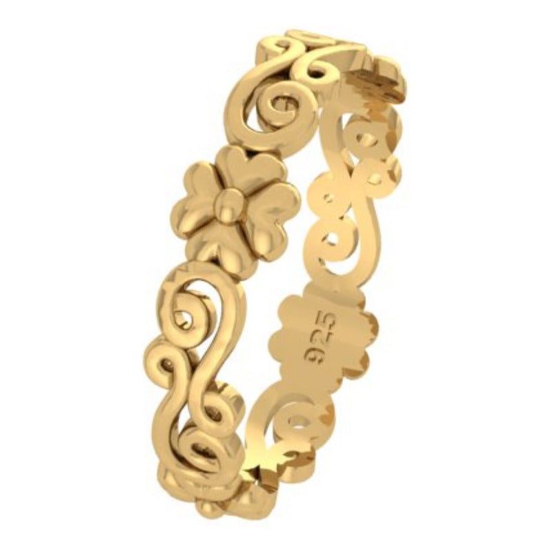 Anel Arabesco Prata 925 Dourada 18k - Exclusivo