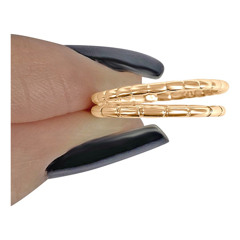 Anel Duplo Diferentes Pura Prata 925 Dourada Ouro 18k