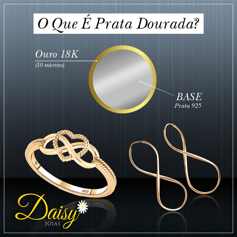 Argola Brinco 3,8cm Infinito Prata 925 Dourada 18k- Feminino