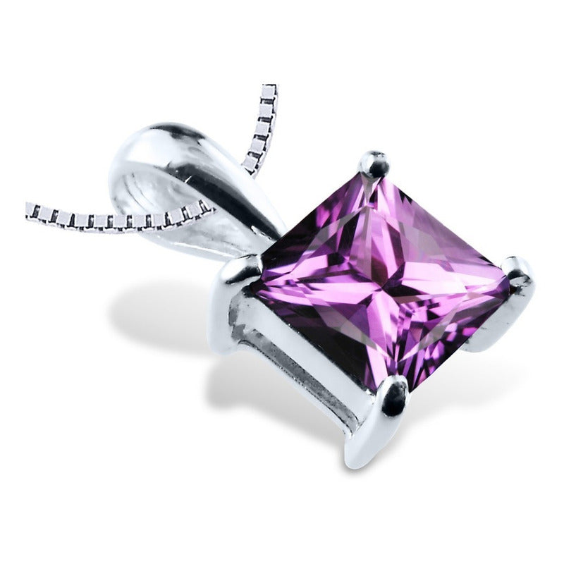 Colar Carré Prata 925 Ametista - Corrente Veneziana