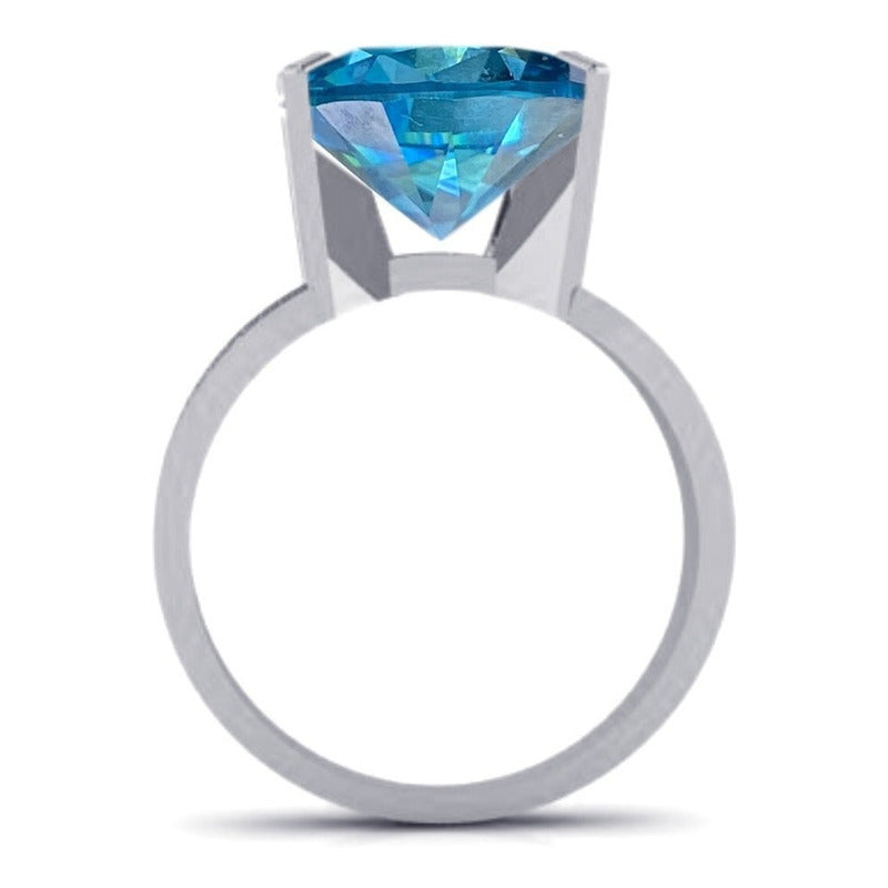 Anel Solitário Zirconia De Pura Prata 925 - Feminino Tamanho 30