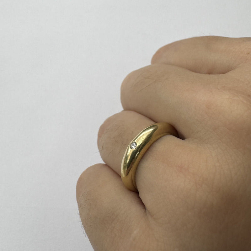 Anel Zircônia Bombe Prata 925 Dourada 18k - Feminina