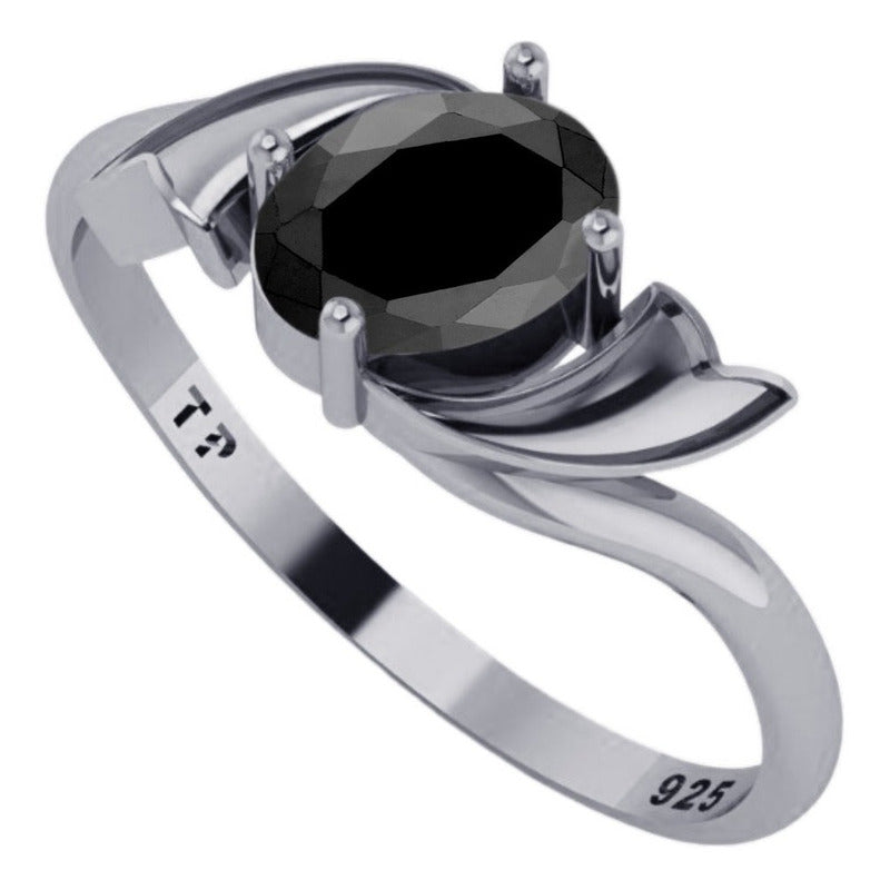 Anel Wings Black Onix Natural Oval Pura Prata 925- Exclusivo