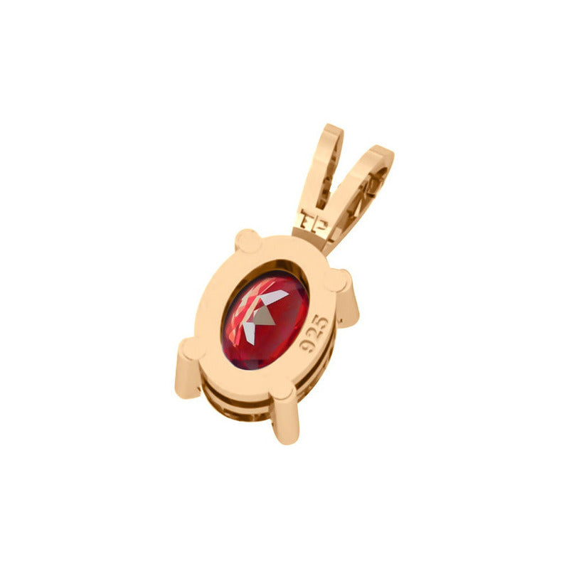 Pingente Oval Prata 925 Dourada 18k - Granada