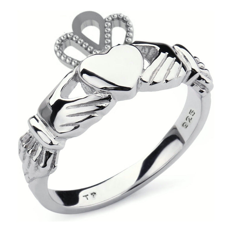 Anel Claddagh Clássico De Pura Prata 925 Unisex - Exclusivo - Compre Joias Direto Da Fábrica E Economize Dinheiro